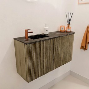 Mondiaz Joya DLux 80cm toiletmeubel ronding rechts dusk met wastafel faye links 1 kraangat lava