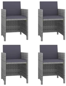 vidaXL 5-delige Tuinset met kussens poly rattan grijs