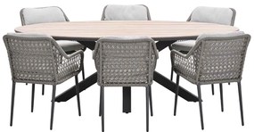 Garden Impressions Pemba tuinset 7-delig - Tulli tuintafel 220x115xH75 cm - light teak vironwood