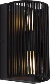 Japandi wandlamp zwart met touw IP44 - Jayla