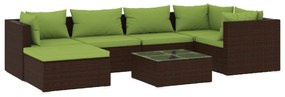 vidaXL 7-delige Loungeset met kussens poly rattan bruin