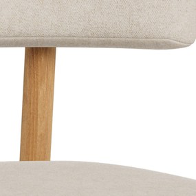Mazzoni TORAY Beige (stof Apia 453)/eiken naturel onderstel - GESTOFFEERDE EETKAMERSTOEL VOOR KEUKEN/EETKAMER