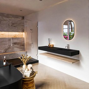 Zaro Alan badmeubel 160cm met planchet washed oak en vrijhangende wastafel cloud rechts 1 kraangat urban