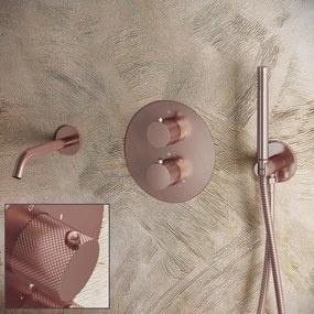 Saniclear Copper Curved inbouw badkraan rond geborsteld koper