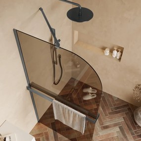 Saniclear Dawn afgeronde inloopdouche 120cm verouderd ijzer met bronsglas en handdoekhouder