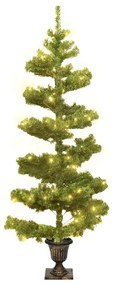 vidaXL Spiraalkerstboom met pot en LED's 120 cm PVC groen