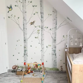 INSPIO Berken met vogels - muurstickers