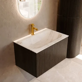 Mondiaz Kurve-dlux 70cm badmeubel shadow met 1 lade en wastafel big small midden 1 kraangat opalo