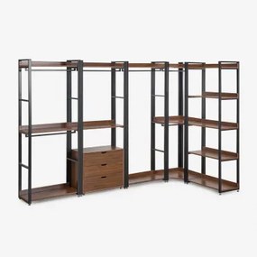 Open Modulaire Hoekkast Van 5 Stuks In Staal En Hout Ariaster Zwart - Sklum