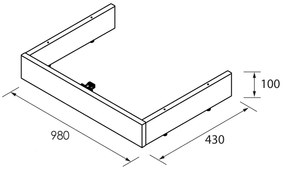 Muebles plint voor badkamermeubel 100cm walnoot