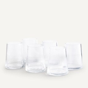 Set van 6 geribbelde waterglazen, Strivi