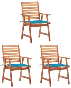 vidaXL Tuinstoelen 3 st met kussens massief acaciahout