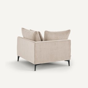 Hoekbank in stone-kleurig fluweel, MODERNISTE, ontwerp van Emmanuel Gallina