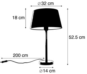 Stoffen Klassieke tafellamp messing met zwarte kap 32 cm - Simplo Klassiek / Antiek, Design E27 rond Binnenverlichting Lamp