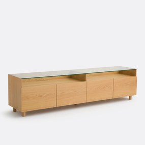 XL TV/hifi-meubel, 4 deuren, glazen blad, Walor