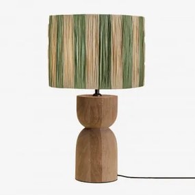 Diniz Mangohouten Tafellamp ↑30 Cm & Leger Marsali Groen - Sklum