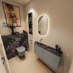 Mondiaz Ture DLux toiletmeubel 100cm smoke met wastafel lava links zonder kraangat