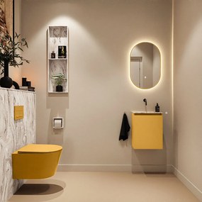 Mondiaz Ture DLux toiletmeubel 40cm ocher met wastafel glace midden zonder kraangat