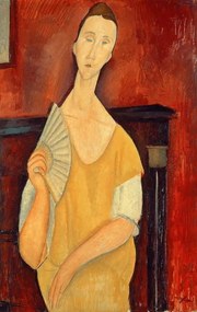 Amedeo Modigliani - Kunstdruk Woman with a Fan (Lunia Czechowska) 1919, (24.6 x 40 cm)