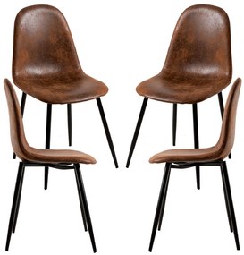 Set van 4 zwarte Teok kunstlederen stoelen