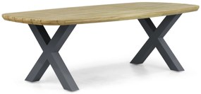 Dining Tuintafel rechthoekig 240 x 100 cm Aluminium/Teak Grijs Falcon/Cardiff