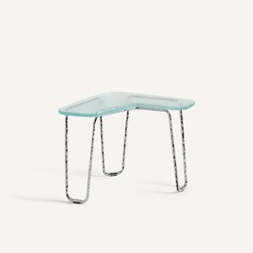 Salontafel van glas en ijzer, H40 cm, Oasis