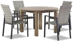 Tuinset Ronde Tuintafel 4 personen 120 cm Wicker Grijs  Lifestyle Garden Furniture Upton/Brighton