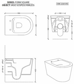 Salenzi Civita randloos toilet mat zwart met glanzende binnenkant 35x50cm