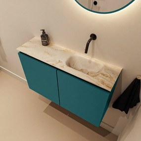 Mondiaz Ture DLux toiletmeubel 80cm smag met wastafel frappe rechts zonder kraangat