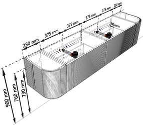 Mondiaz Kurve-dlux 200cm badmeubel ronding links/rechts oak met 2 lades en deuren en wastafel stor small dubbel zonder kraangat frappe
