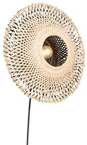Oosterse wandlamp bamboe 35 cm met stekker - RinaOosters E27 rond Binnenverlichting Lamp