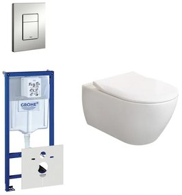 Villeroy & Boch Subway 2.0 ViFresh toiletset met slimseat softclose en quick release en bedieningsplaat horizontaal verticaal mat chroom 0720002/0729205/ga91964/sw60341/