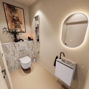 MONDIAZ TURE-DLUX 40cm toiletmeubel Cale. EDEN wastafel Glace positie rechts. Met 1 kraangat. TUREDX40CALR1GLA