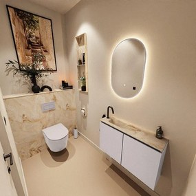 MONDIAZ TURE-DLUX 80cm toiletmeubel Cale. EDEN wastafel Frappe positie links. Met 1 kraangat. TUREDX80CALL1FRA