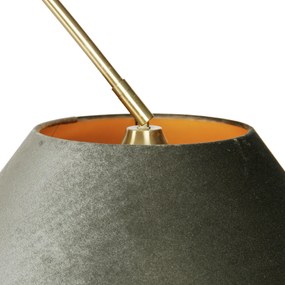 Booglamp messing met zwart met dubbele velours kap groen - XXL Klassiek / Antiek, Modern E27 rond Binnenverlichting Lamp