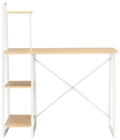 vidaXL Bureau met schappen 102x50x117 cm wit en eikenkleurig