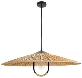 Hanglamp in ijzermetaal en raffia, Super Tanguy