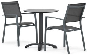 Tuinset Ronde Tuintafel 2 personen 70 cm Aluminium/textileen Grijs  Lifestyle Garden Furniture Sella/Talao