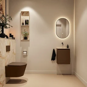 Mondiaz Ture DLux toiletmeubel 40cm rust met wastafel frappe midden zonder kraangat