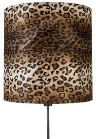 Stoffen Vloerlamp zwart kap luipaard dessin 40 cm - Parte Klassiek / Antiek E27 Binnenverlichting Lamp