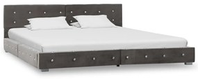 vidaXL Bed met traagschuim matras fluweel grijs 180x200 cm