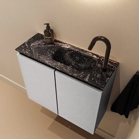 Mondiaz Ture DLux toiletmeubel 60cm plata met wastafel lava rechts met kraangat