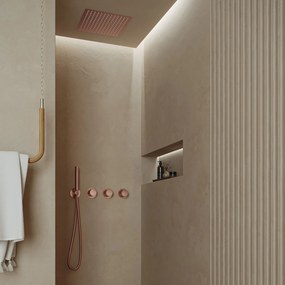 Saniclear Plus inbouw regendouche met inbouw douchekop 30x30cm en staafhanddouche geborsteld koper