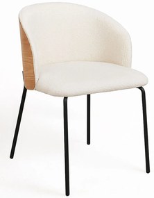 Glacia stoel witte stof met gestoffeerde houten rugleuning