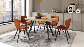 ALDO 100 Eiken Craft Gold/Zwarte poten - RONDE LOFT/INDUSTRIËLE TAFEL VOOR WOONKAMER/EETKAMER, UITSCHUIFBAAR