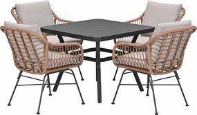 Garden Impressions Lucas tuinset bruin 5-delig - Mina tuintafel 90x90 cm