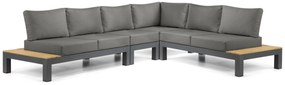 Loungeset 6 personen Aluminium/Teak Grijs Lifestyle Garden Furniture Vittoria
