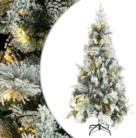 vidaXL Kerstboom met LED's, dennenappels en sneeuw 225 cm PVC en PE