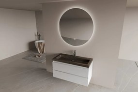 Fontana Freestone badkamermeubel mat wit 100cm met natuurstenen wastafel 1 kraangat