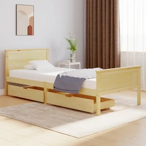 vidaXL Bedframe met 2 lades massief grenenhout 100x200 cm
